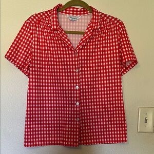 n.d.c. Red and White Gingham Button-Down Shirt